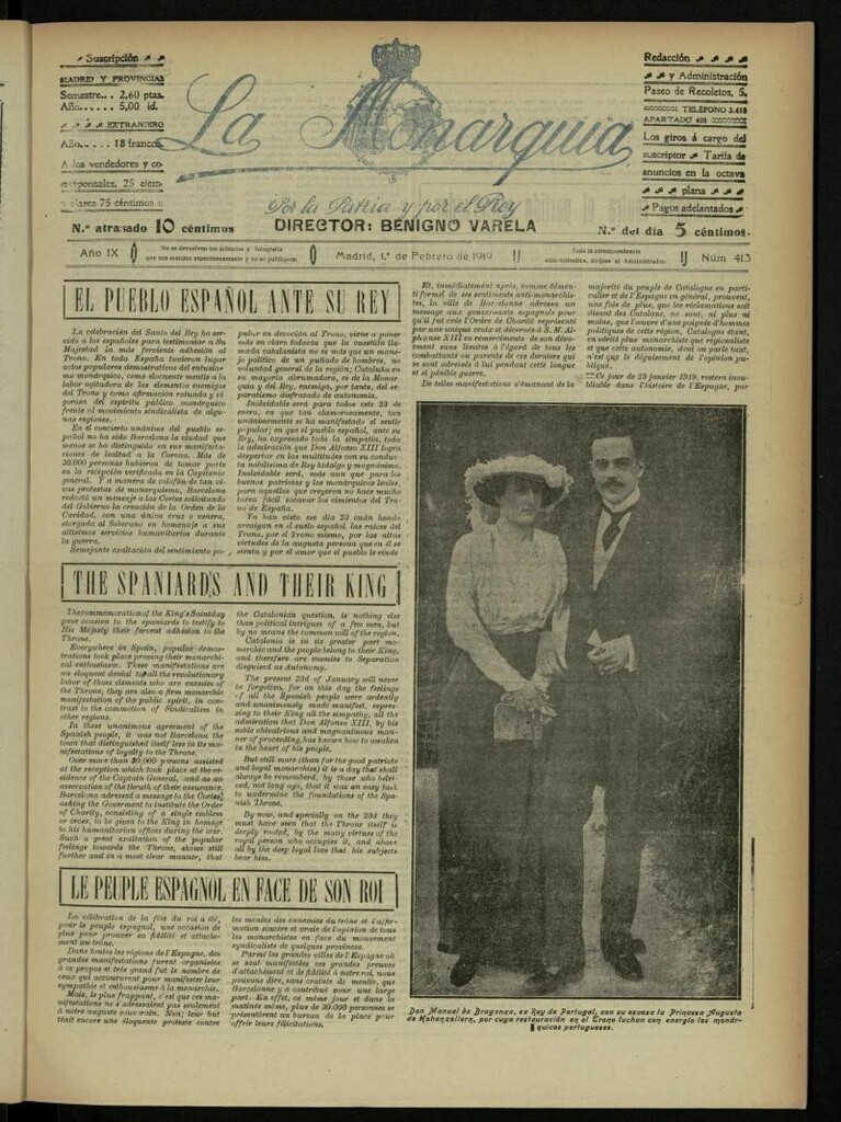 Miniatura de La Monarquía del 1 de febrero de 1919, nº 413