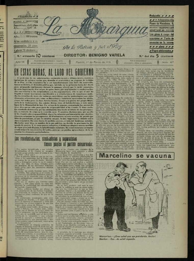 Miniatura de La Monarquía del 1 de marzo de 1919, nº 417