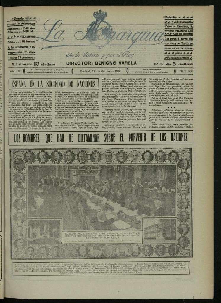 Miniatura de La Monarquía del 22 de marzo de 1919, nº 420