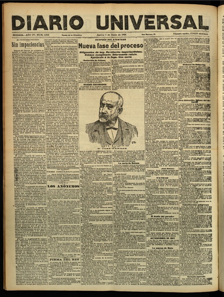 Miniatura de Diario Universal del 7 de junio de 1906, edición de tarde