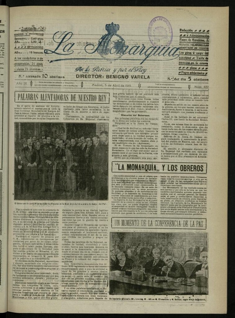 Miniatura de La Monarquía del 5 de abril de 1919, nº 422