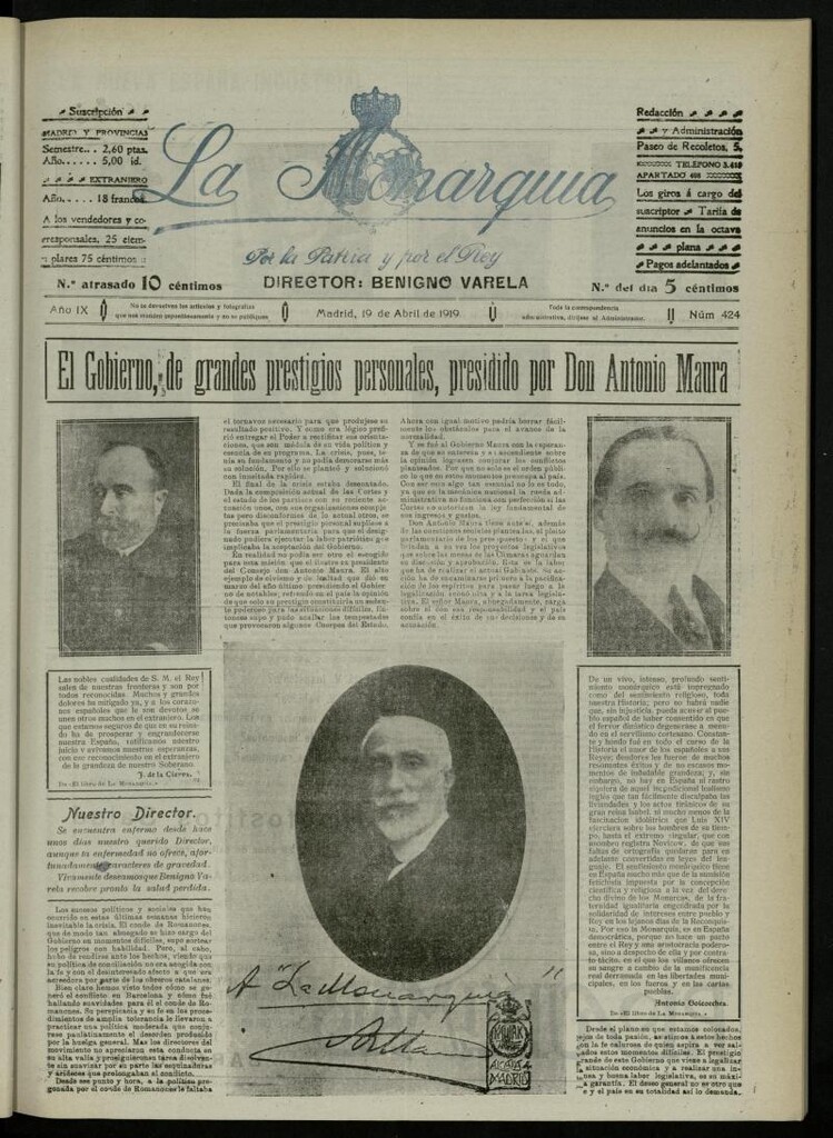 Miniatura de La Monarquía del 19 de abril de 1919, nº 424
