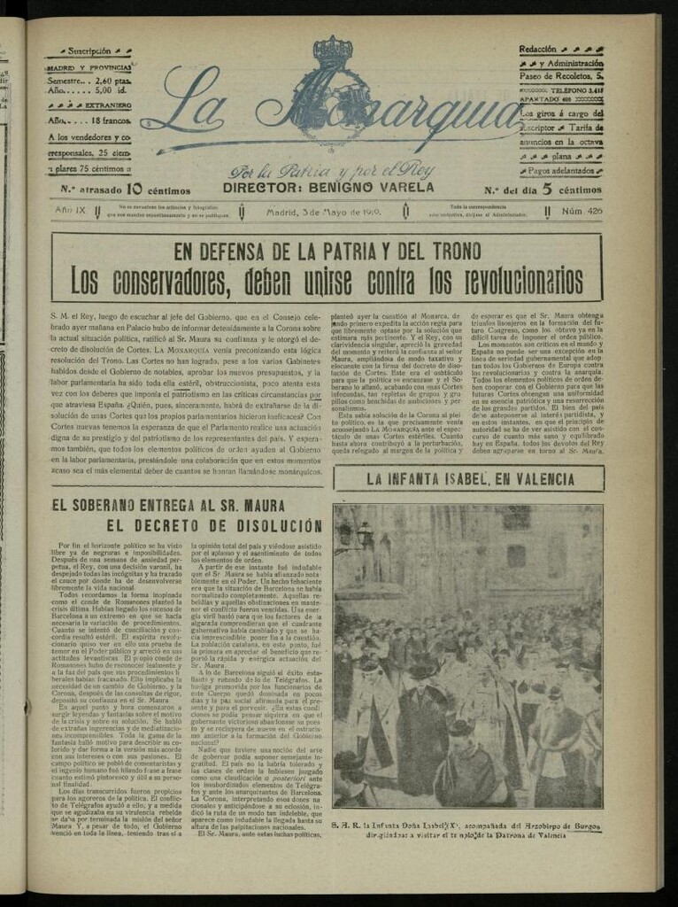 Miniatura de La Monarquía del 3 de mayo de 1919, nº 426