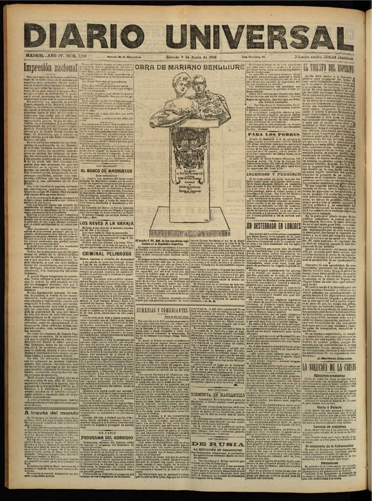 Miniatura de Diario Universal del 9 de junio de 1906, edición de tarde
