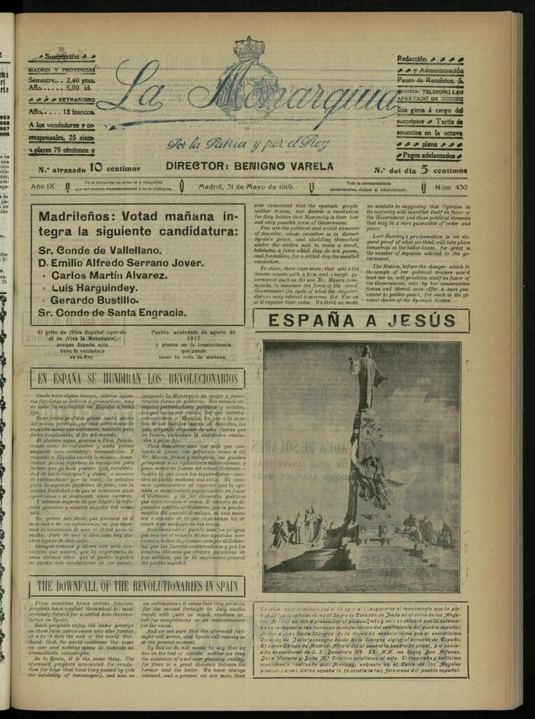 Miniatura de La Monarquía del 31 de mayo de 1919, nº 430