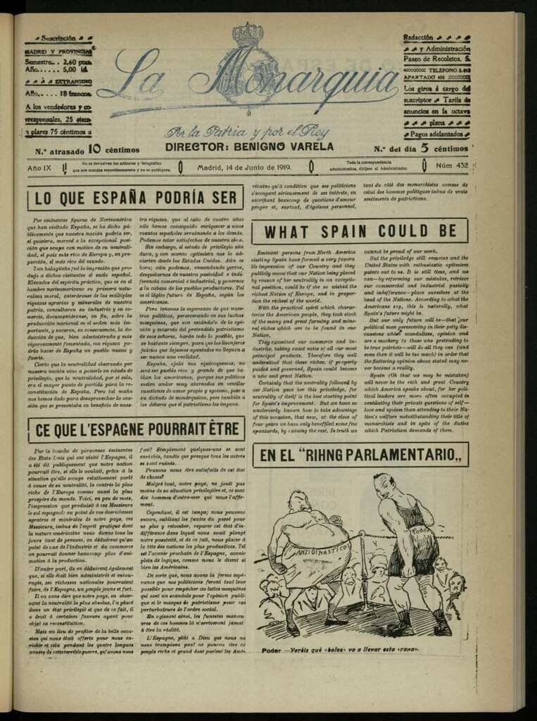 Miniatura de La Monarquía del 14 de junio de 1919, nº 432