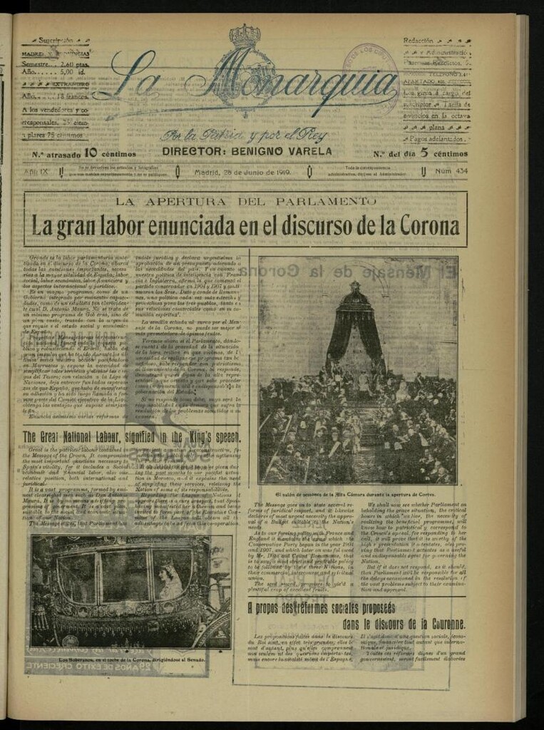 Miniatura de La Monarquía del 28 de junio de 1919, nº 434