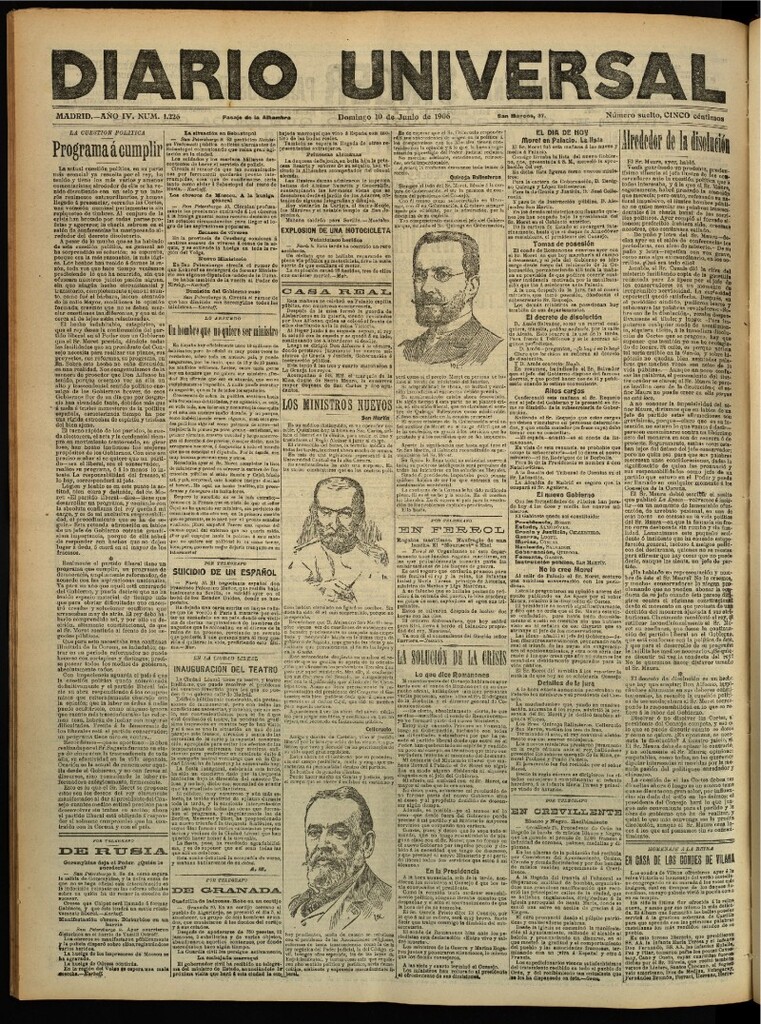 Miniatura de Diario Universal del 10 de junio de 1906, edición de tarde