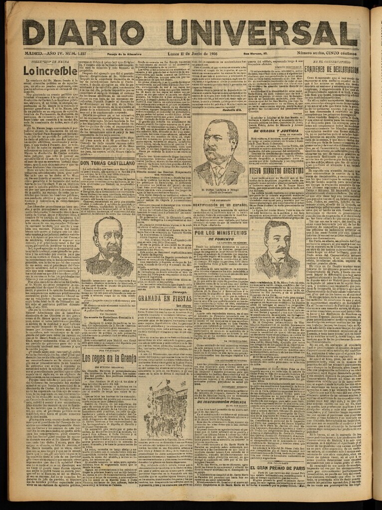 Miniatura de Diario Universal del 11 de junio de 1906, edición de noche