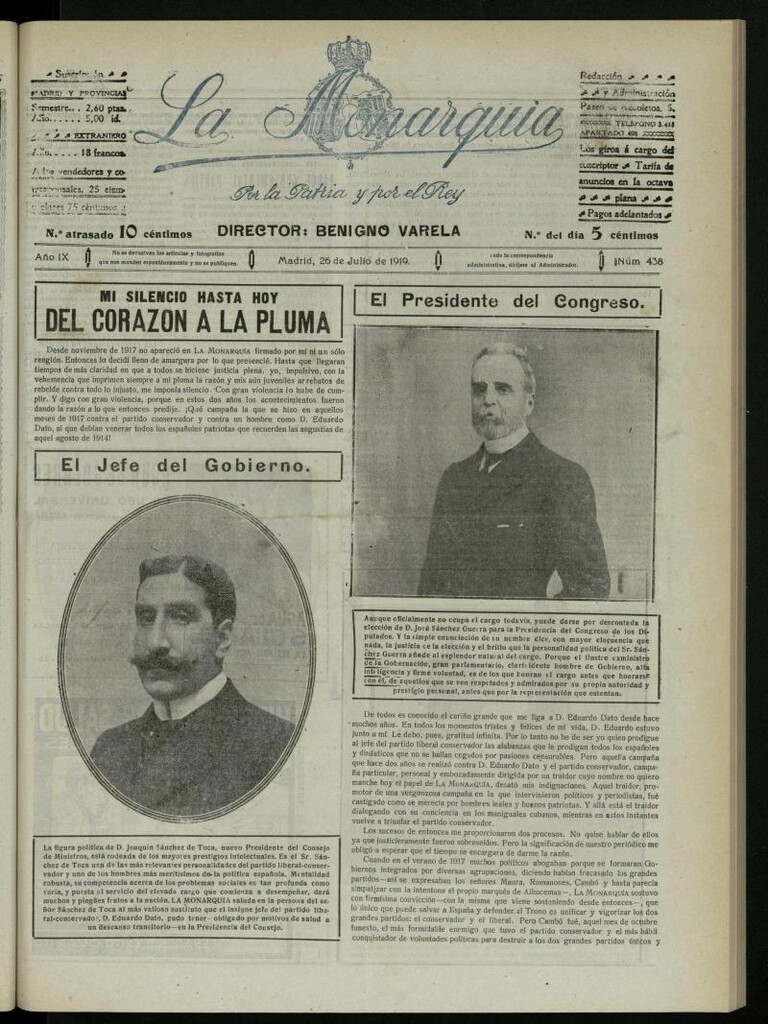 Miniatura de La Monarquía del 26 de julio de 1919, nº 438