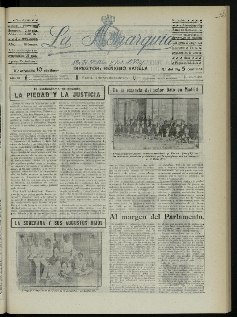 Miniatura de La Monarquía del 16 de agosto de 1919, nº 441