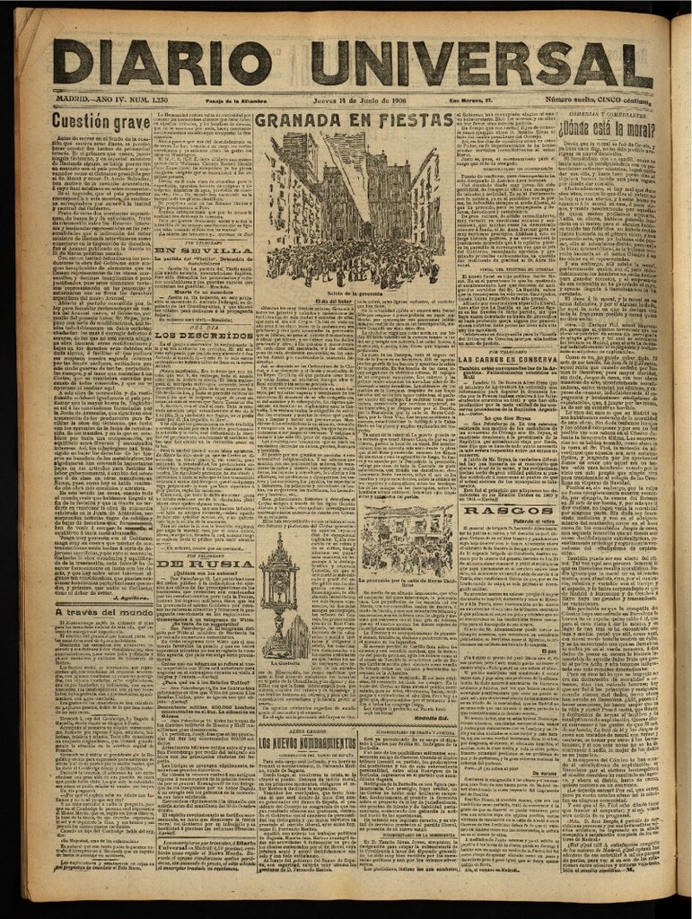 Miniatura de Diario Universal del 14 de junio de 1906, edición de noche