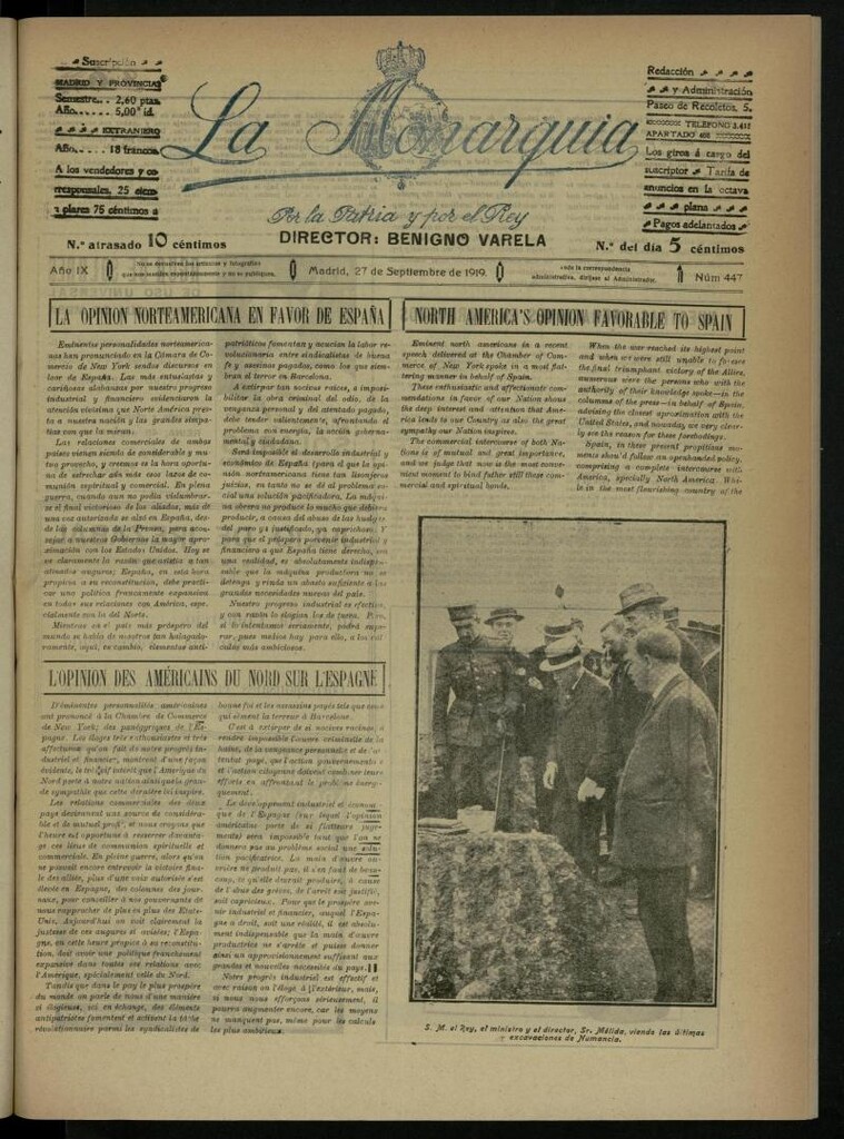 Miniatura de La Monarquía del 27 de septiembre de 1919, nº 447