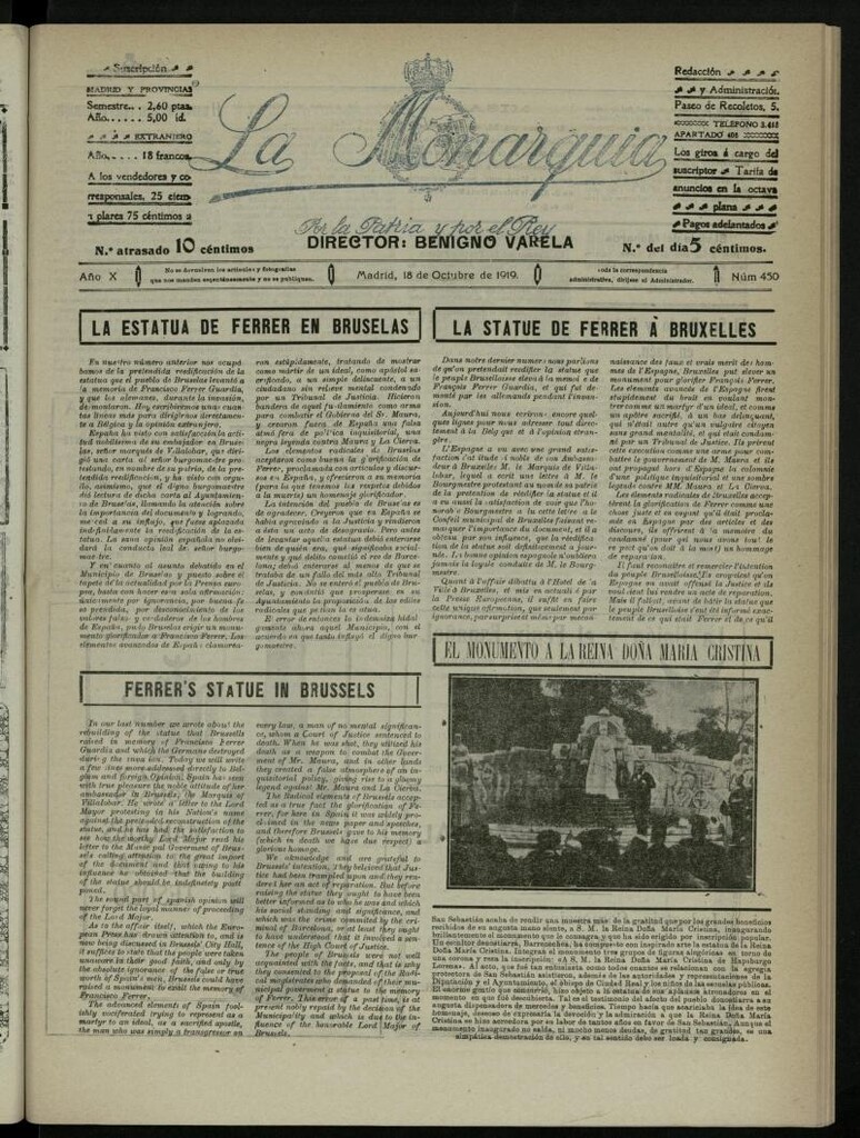 Miniatura de La Monarquía del 18 de octubre de 1919, nº 450