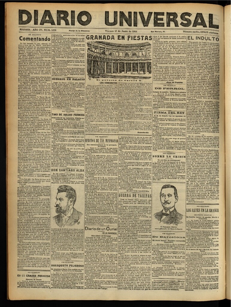 Miniatura de Diario Universal del 15 de junio de 1906, edición de noche