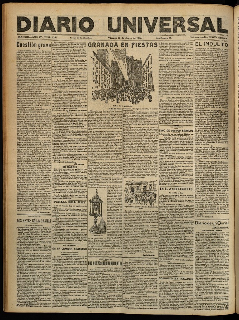Miniatura de Diario Universal del 15 de junio de 1906, edición de tarde