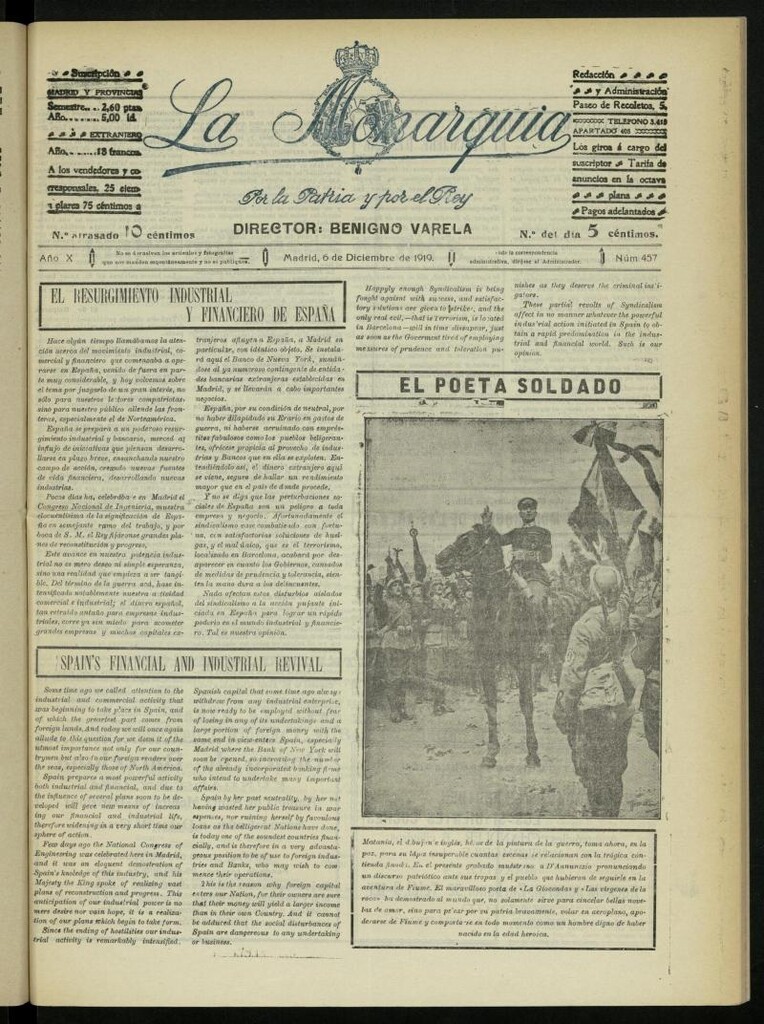 Miniatura de La Monarquía del 6 de diciembre de 1919, nº 457
