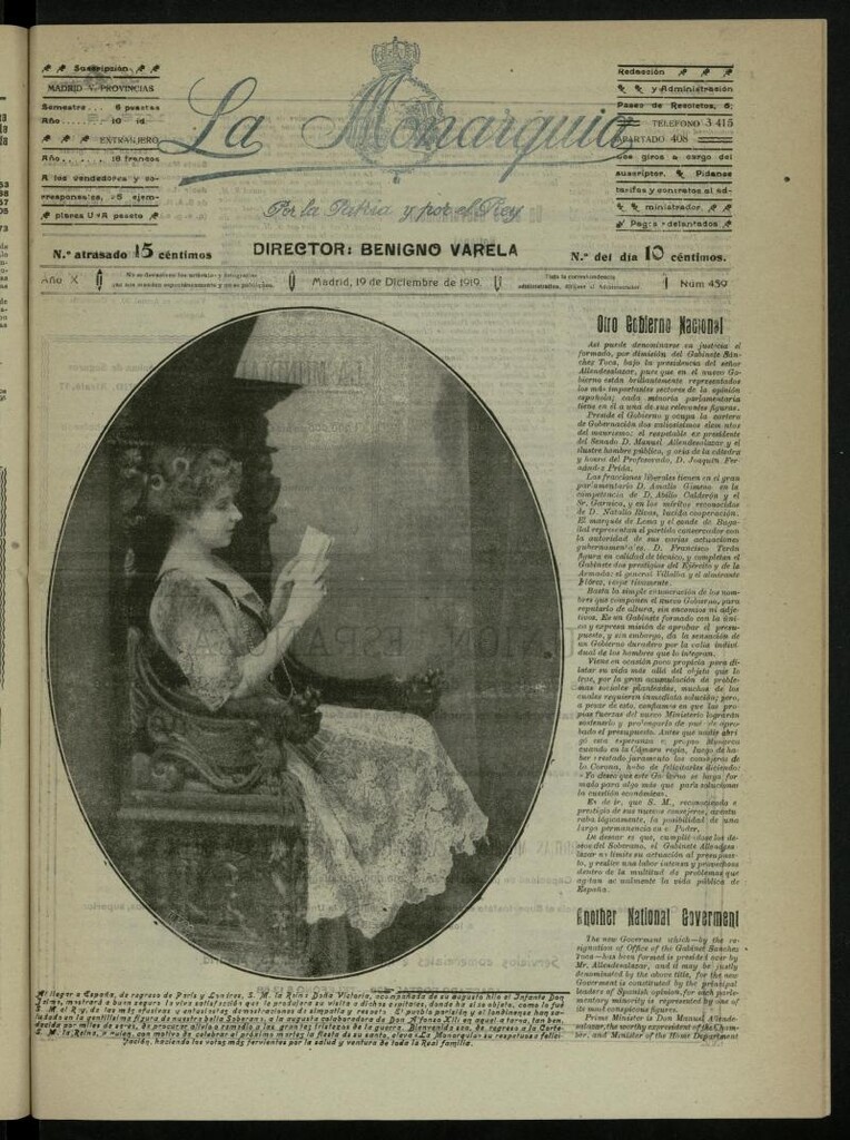 Miniatura de La Monarquía del 19 de diciembre de 1919, nº 459