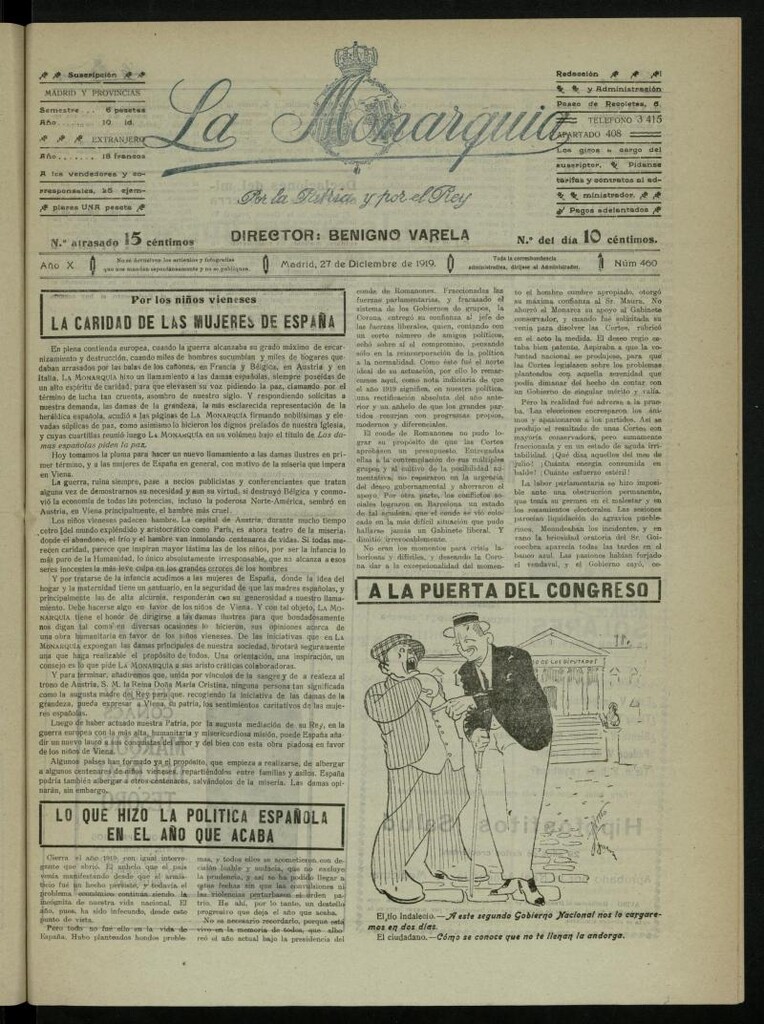 Miniatura de La Monarquía del 27 de diciembre de 1919, nº 460