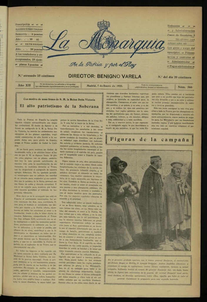 Miniatura de La Monarquía del 7 de enero de 1922, nº 566