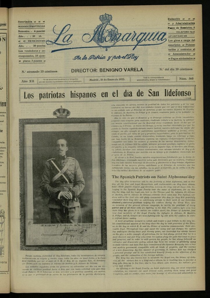 Miniatura de La Monarquía del 21 de enero de 1922, nº 568