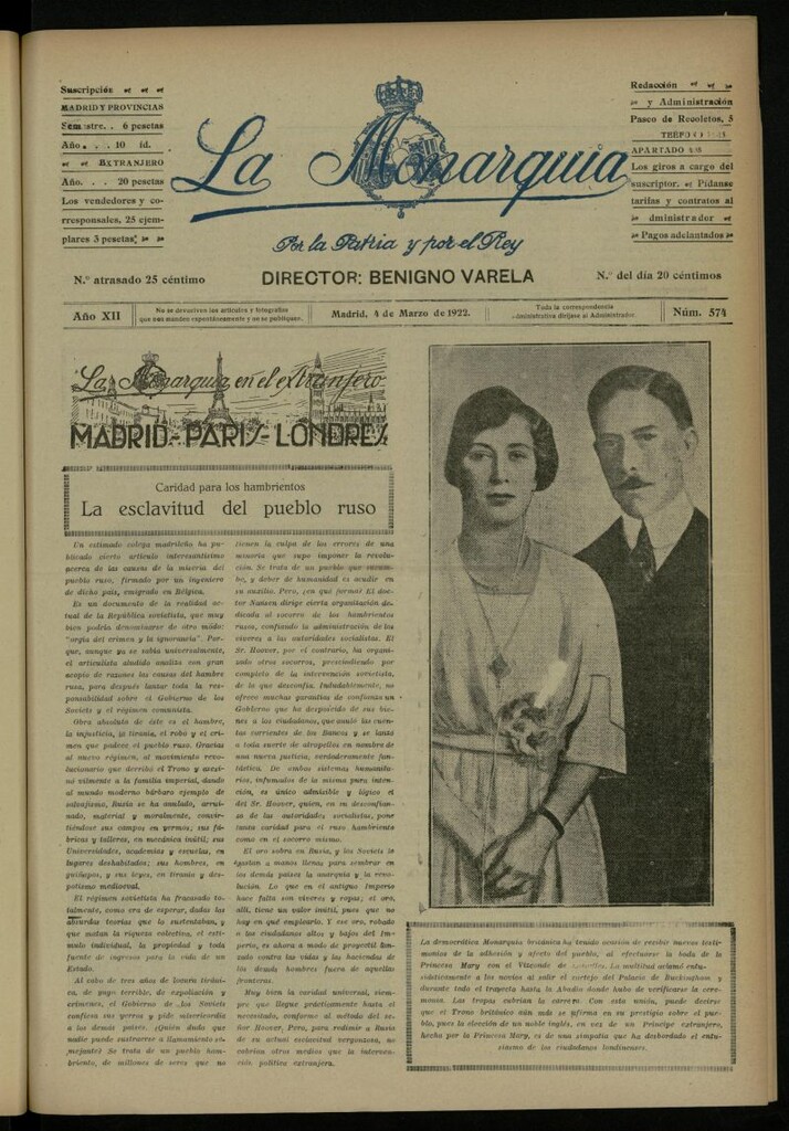 Miniatura de La Monarquía del 4 de marzo de 1922, nº 574