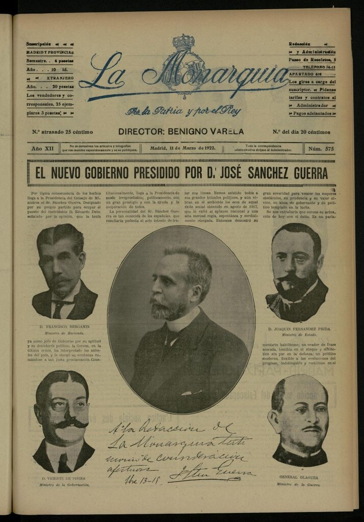 Miniatura de La Monarquía del 11 de marzo de 1922, nº 575