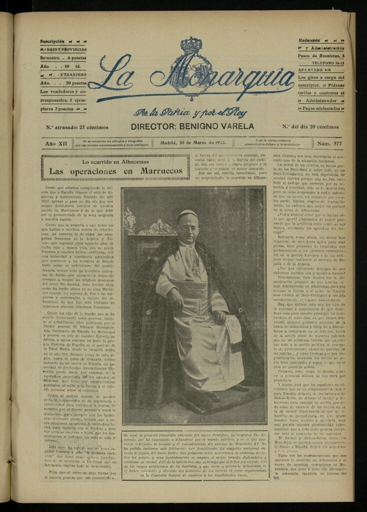 Miniatura de La Monarquía del 25 de marzo de 1922, nº 577