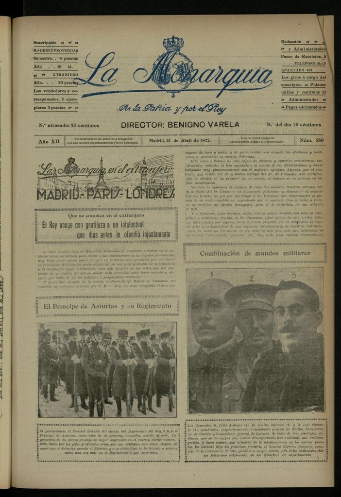 Miniatura de La Monarquía del 15 de abril de 1922, nº 580