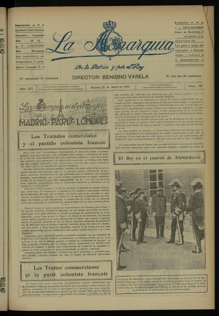 Miniatura de La Monarquía del 22 de abril de 1922, nº 581