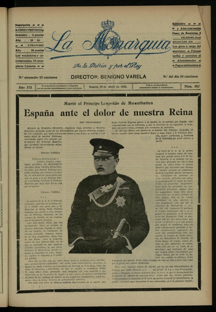 Miniatura de La Monarquía del 29 de abril de 1922, nº 582
