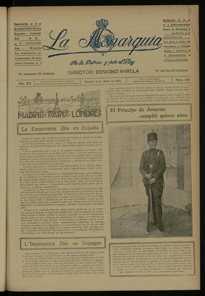 Miniatura de La Monarquía del 13 de mayo de 1922, nº 584