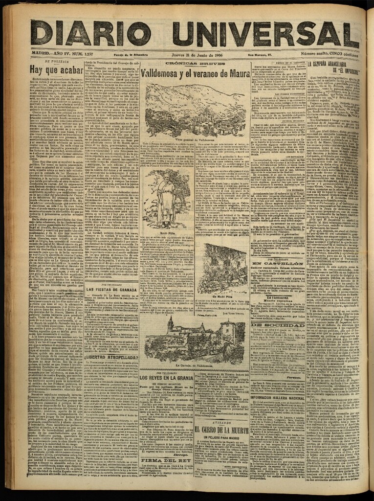 Miniatura de Diario Universal del 21 de junio de 1906, edición de tarde