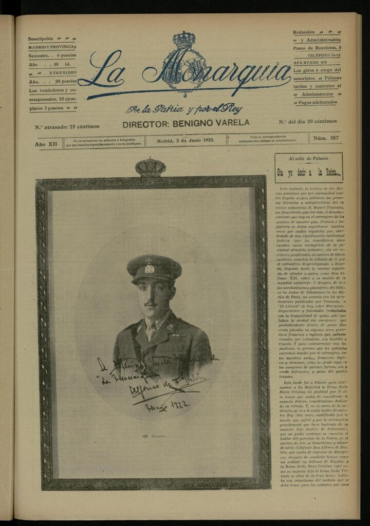 Miniatura de La Monarquía del 3 de junio de 1922, nº 587