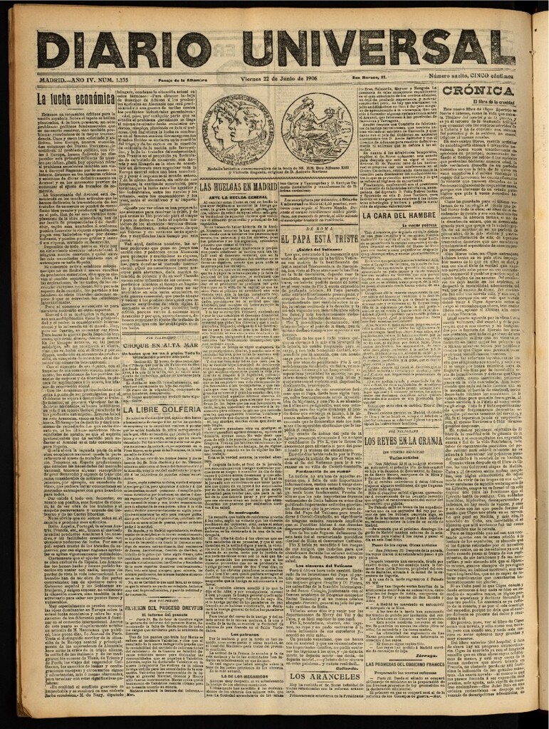 Miniatura de Diario Universal del 22 de junio de 1906, edición de noche