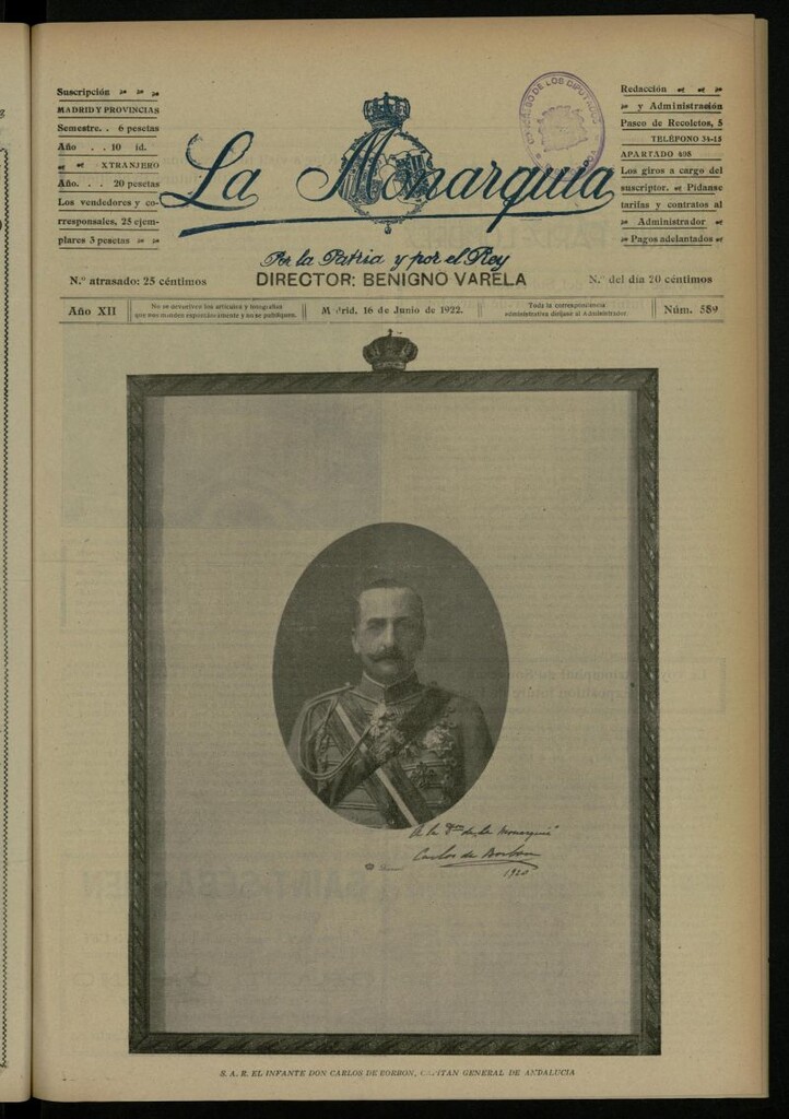 Miniatura de La Monarquía del 16 de junio de 1922, nº 589