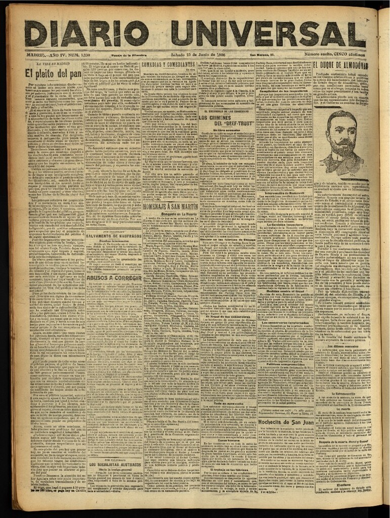 Miniatura de Diario Universal del 23 de junio de 1906, edición de noche