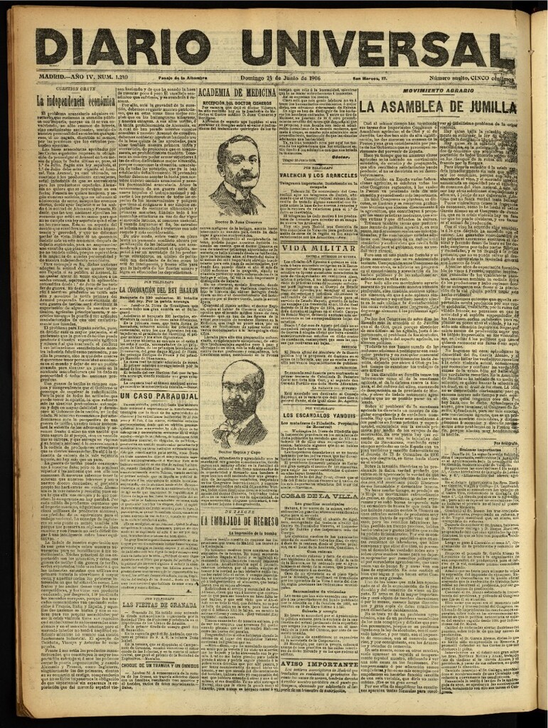 Miniatura de Diario Universal del 24 de junio de 1906, edición de noche