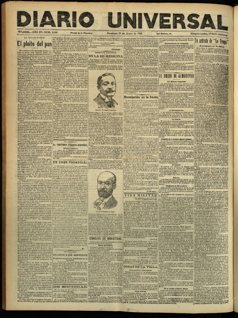 Miniatura de Diario Universal del 24 de junio de 1906, edición de tarde