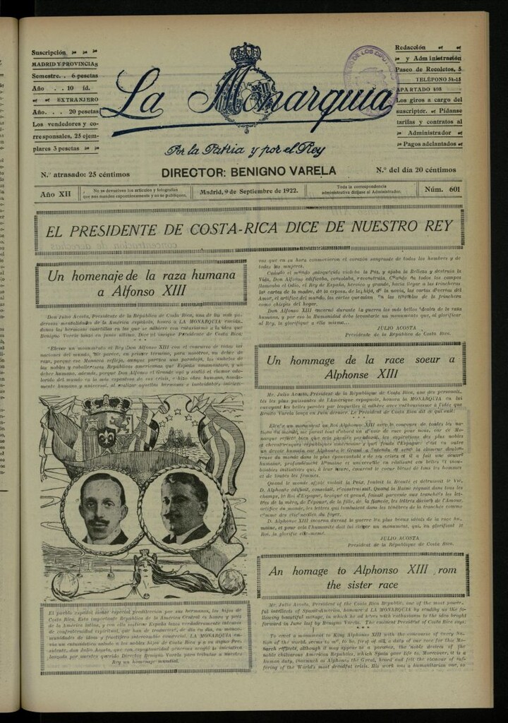 Miniatura de La Monarquía del 9 de septiembre de 1922, nº 601