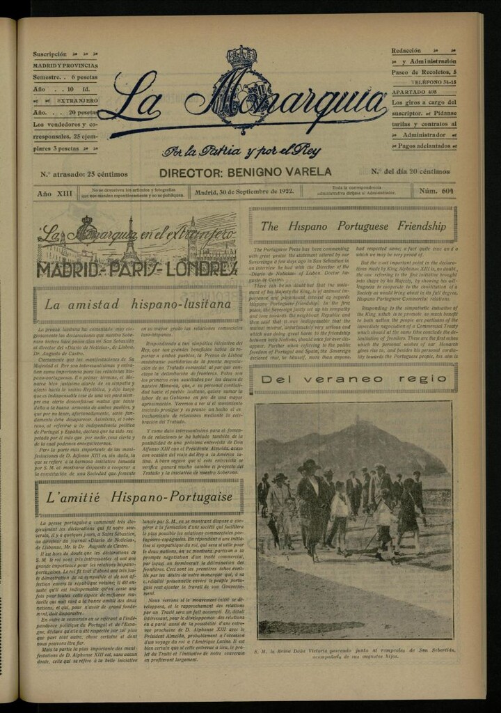 Miniatura de La Monarquía del 30 de septiembre de 1922, nº 604