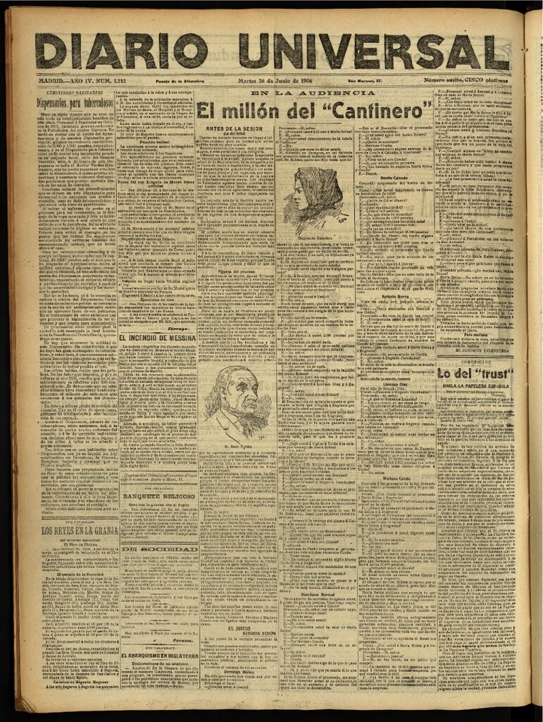 Miniatura de Diario Universal del 26 de junio de 1906, edición de noche
