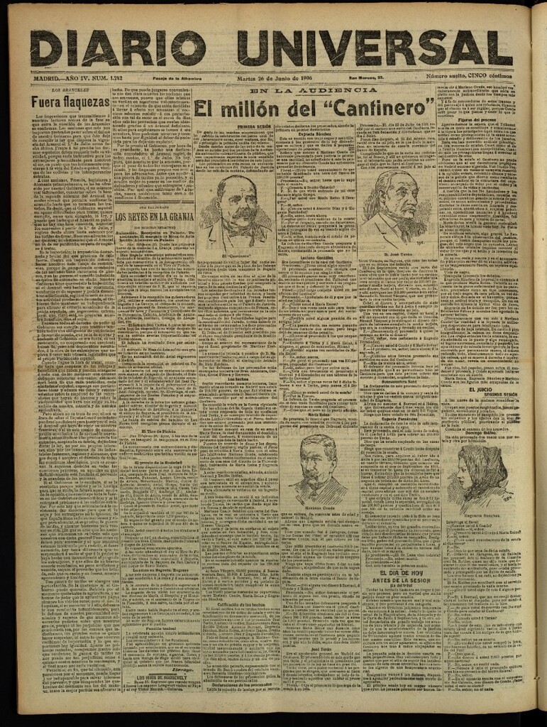 Miniatura de Diario Universal del 26 de junio de 1906, edición de tarde