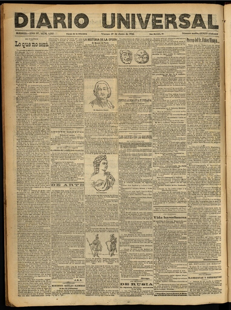 Miniatura de Diario Universal del 29 de junio de 1906, edición de noche