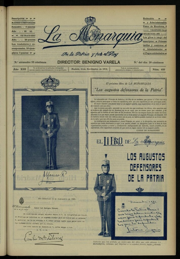 Miniatura de La Monarquía del 11 de noviembre de 1922, nº 610