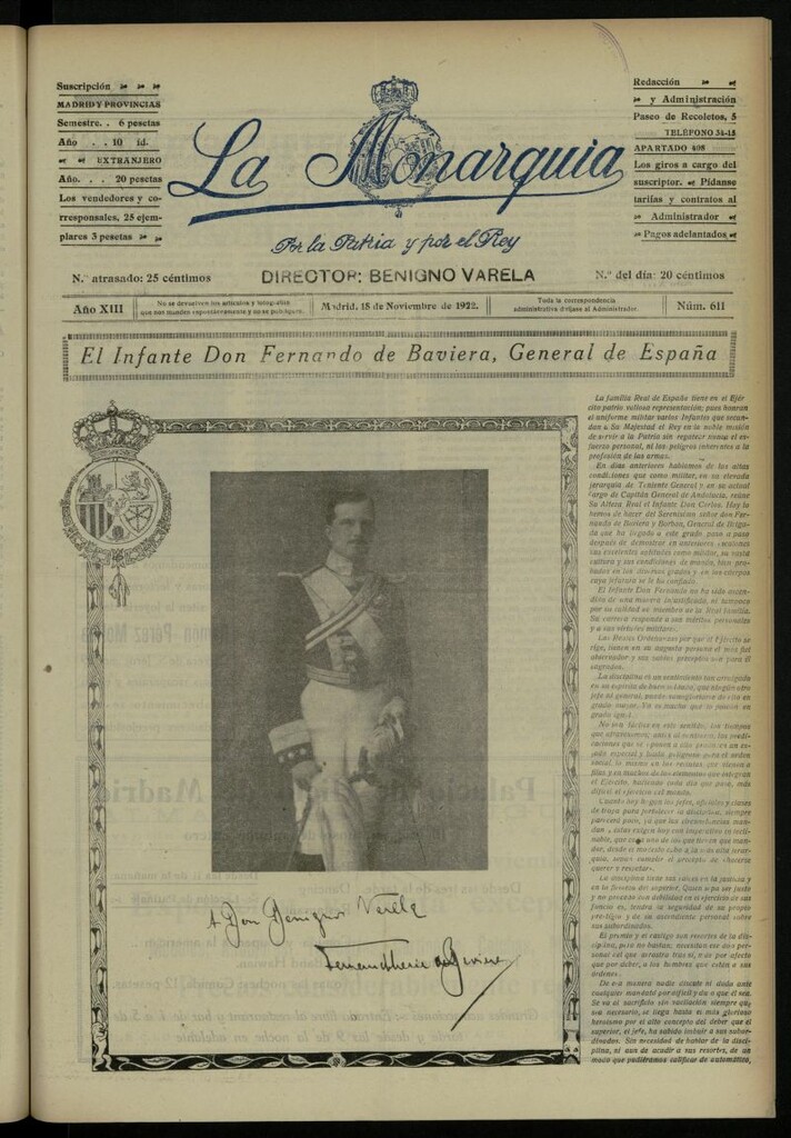 Miniatura de La Monarquía del 18 de noviembre de 1922, nº 611