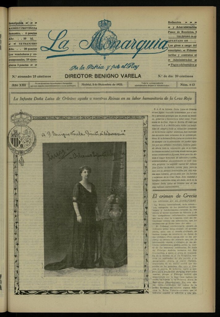 Miniatura de La Monarquía del 2 de diciembre de 1922, nº 613