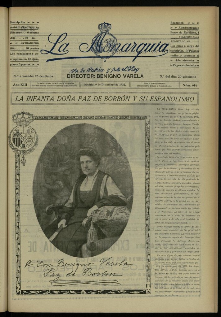 Miniatura de La Monarquía del 9 de diciembre de 1922, nº 614