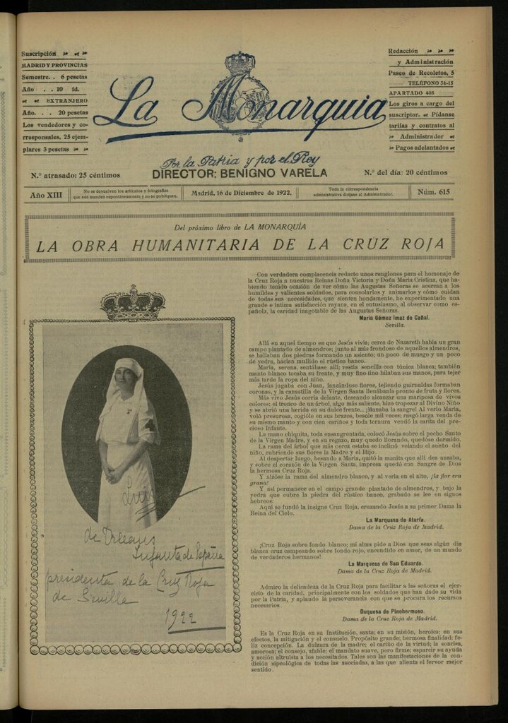 Miniatura de La Monarquía del 16 de diciembre de 1922, nº 615