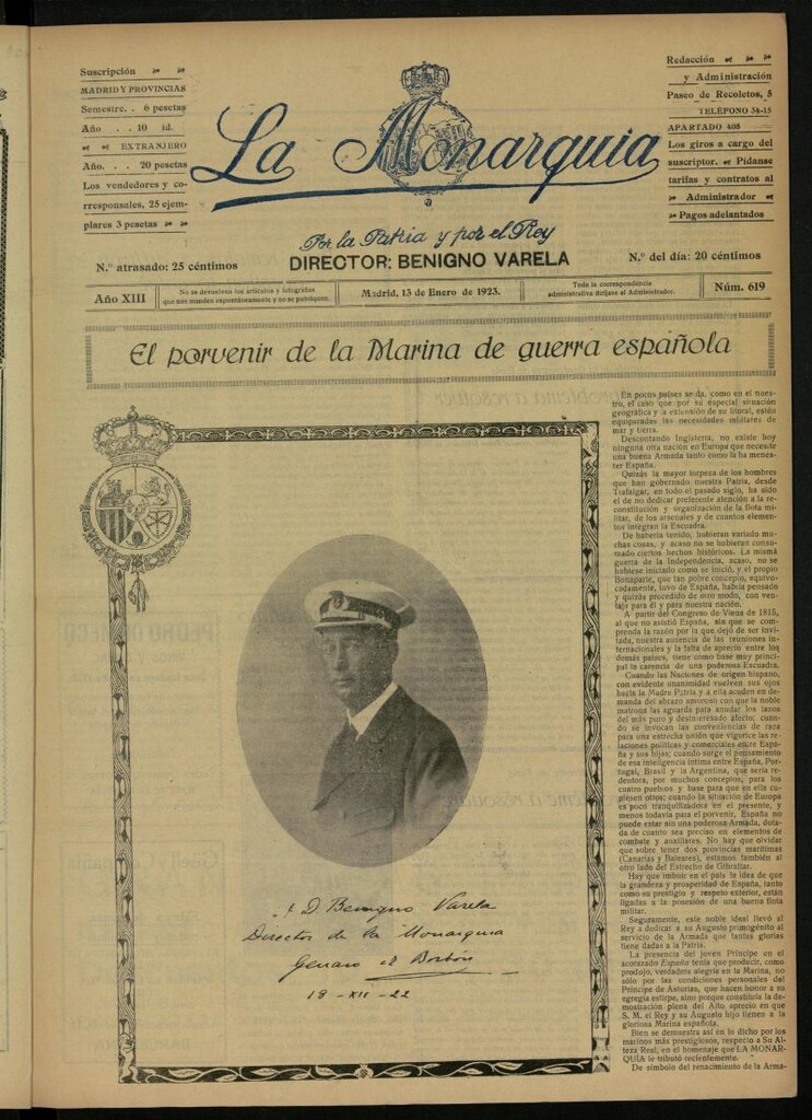 Miniatura de La Monarquía del 13 de enero de 1923, nº 619